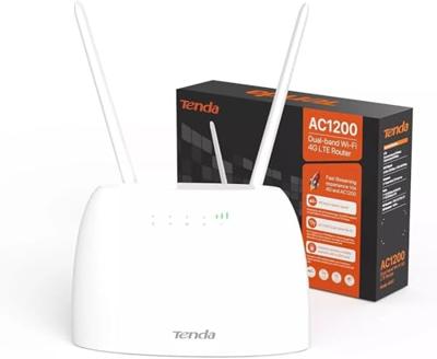 Tenda 4G07 4G LTE CAT4 Router voor SIM-kaart AC1200, dual-band WLAN (867 Mbit/s 5 GHz + 300 Mbit/s 2,4 GHz), Ethernet LAN/WAN, router SIM FDD en TDD, sleuf voor mini-simkaart