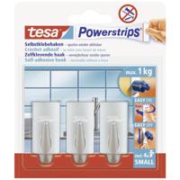 tesa POWERSTRIPS® Zelfklevende haak Small Trend Chroom (mat) Inhoud: 3 stuk(s) - thumbnail