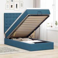 vidaXL Ottoman bed met matrassen en LED's 90x190cm fluweel donkerblauw, bedframe, ottoman bedframe, bedframe met opbergruimte onder het bed
