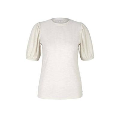 Tom Tailor Denim ribgebreide top crème wit