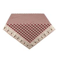 Clayre & Eef Tafelkleed 150x150 cm Rood Beige Katoen Vierkant Ruit - thumbnail