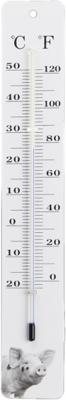 Esschert Design thermometer Varken 4,7 x 28 cm staal/glas wit