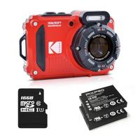 KODAK Pixpro WPZ2 Pack + 2 batterijen + 1 SD-kaart – compacte digitale camera 16 m pixels, waterdicht tot 15 m, schokbestendig, video 720p, LCD-display 2,7 – Li-Ion-batterij – rood
