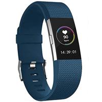 By Qubix - Compatible met Fitbit Charge 2 sportbandje - Maat: Small - Donkerblauw - Compatible fitbit bandje