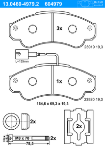 Remblokkenset, schijfrem ATE, u.a. für Peugeot, Fiat, Citroën