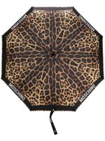 Moschino parapluie compact à imprimé léopard - Noir