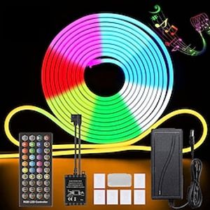 3 ~ 10 m 9.8 ~ 32.8ft dc12v rgb waterdichte led flexibele neon touw strip licht app muziek sync werk met alexa google assistent voor feest decor Lightinthebox