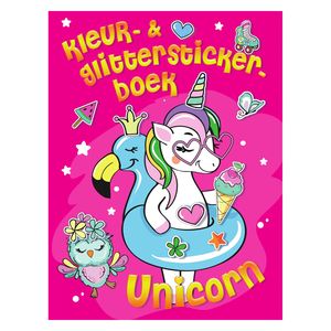 Mondikaarten Kleur& Glitter Stickerboek Unicorn