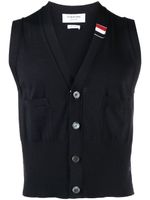 Thom Browne cardigan sans manches en laine vierge - Bleu