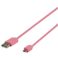 Micro USB kabel plat (roze 1m) voor o.a. smartphones - thumbnail