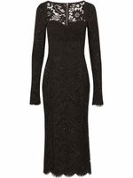 Dolce & Gabbana robe mi-longue à bords festonnés - Noir