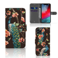 Apple iPhone 11 Pro Max Telefoonhoesje met Pasjes Pauw met Bloemen - thumbnail