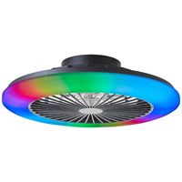 Brilliant Zwarte ventilator Salerno met RGB functie G60020/06