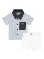 BOSS Kidswear ensemble haut-short en coton à logo brodé - Bleu