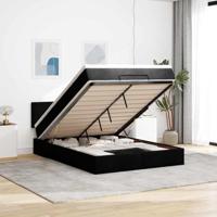 vidaXL Ottoman bed met matras 140x200cm stof zwart