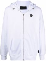 Philipp Plein hoodie zippé à logo imprimé - Blanc