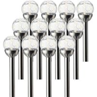 12x Buiten/tuin LED RVS bol stekers Navi solar verlichting 30 cm