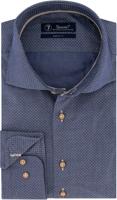 Sleeve7 Heren Overhemd Navy Kleine Bruine Print Modern Fit