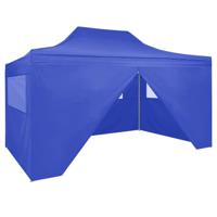 Partytent met 4 zijwanden inklapbaar 3x4 m staal blauw - thumbnail