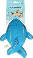 CoolPets Dolphi the Dolphin - 22 cm - Verkoelend hondenspeeltje - Speeltje voor de hond - Neemt water op - Hondenspeelgoed met pieper - Dolfijn - Blauw/Wit