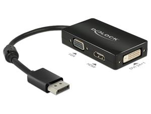 DeLOCK 0.16m DisplayPort/VGA+HDMI+DVI 0,16 m VGA (D-Sub)+ HDMI + DVI Zwart