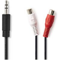 Stereo-Audiokabel | 3,5 mm Male - 2x RCA Female | 0,2 m | Zwart [CAGB22250BK02] - thumbnail