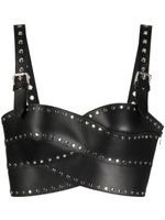 Monse haut bustier en cuir à détails de clous - Noir