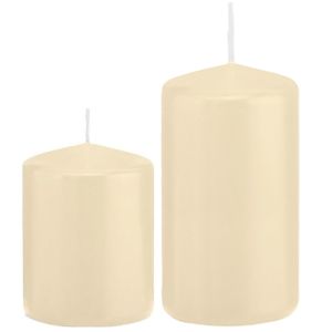 Stompkaarsen set van 6x stuks creme wit 8 en 12 cm