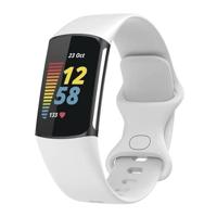 By Qubix - Compatible met Fitbit Charge 5 - Fitbit Charge 6 Sportbandje met dubbele lus - Wit - Maat: L - Compatible fitbit bandje