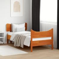 vidaXL Bedframe met hoofdbord massief grenenhout wasbruin 90x190 cm, bed, slaapkamermeubel, houten bed, eenpersoonsbed, houten bedframe, bedbodem