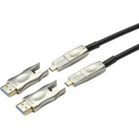 SpeaKa Professional SP-9538580 HDMI-kabel HDMI Adapterkabel HDMI-A-stekker, HDMI-micro-D-stekker, HDMI-A-stekker, HDMI-micro-D-stekker 20.00 m Zwart 4K UHD,