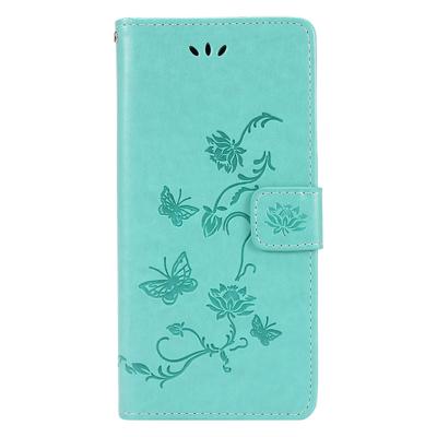 Shop4 - Samsung Galaxy A02s Hoesje - Wallet Case Vlinder Patroon Groen
