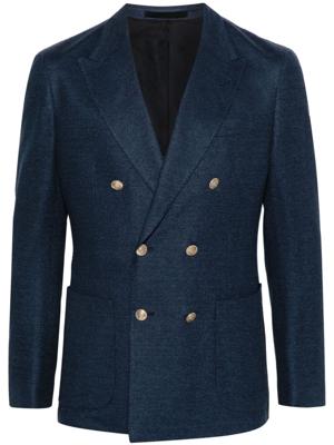 Eleventy Piqué blazer met dubbele rij knopen - Blauw Eleventy Piqué blazer met dubbele rij knopen - Blauw