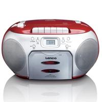 Lenco SCD-420 draagbare stereo met FM-radio, CD en cassettespeler - rood