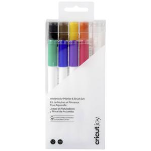 Cricut Joy™ Aquarellstiften & -pinsel, 9er Stiftset Groen, Blauw, Violet, Rood, Zwart, Bruin, Geel, Oranje