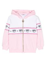 Chiara Ferragni Kids hoodie zippé à imprimé Eyelike - Blanc