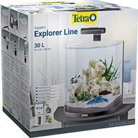 Tetra Explorer Line 30 L aquarium complete set - design aquarium met gebogen voorruit, LED-verlichting, techniek, voering en onderhoudsmiddelen, kleur: zwart