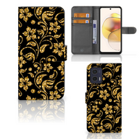 Motorola Moto G73 Hoesje Gouden Bloemen - thumbnail