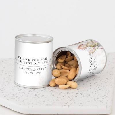 Blikje pinda's trouwbedankje pampas gras Blikje pinda's trouwbedankje pampas gras