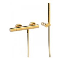 Douchekraan Tres Study | Opbouw | Mengkraan | 1-weg | hoh 15 cm | 1-knop | Rond | 24k Goud glans - thumbnail