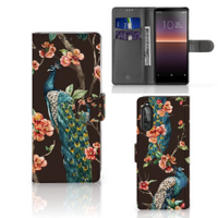 Sony Xperia 10 II Telefoonhoesje met Pasjes Pauw met Bloemen