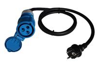 as - Schwabe CEE-Adapterleitung Caravan, 1,5m H07RN-F 3G2,5 mit CEE-Kupplung & Schutzkontaktstecker mit Schutzklappe, 230V, 16A, Schwarz, IP44, Made in Germany, 60486