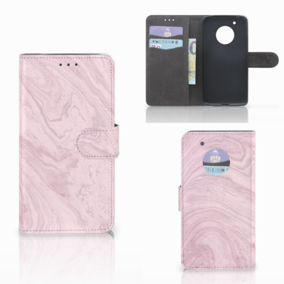 Motorola Moto G5 Plus Bookcase Marble Pink - Origineel Cadeau Vriendin