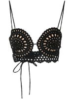 Stella McCartney haut crop en broderie anglaise - Noir