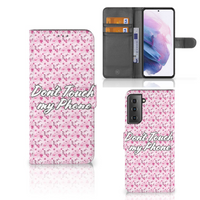 Samsung Galaxy S21 Plus Portemonnee Hoesje Flowers Pink DTMP - thumbnail