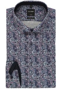 OLYMP Luxor Modern Fit Overhemd blauw/roze, Paisley