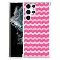 Samsung Galaxy S22 Ultra Doorzichtige Silicone Hoesje Waves Pink