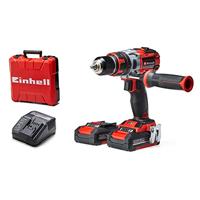 Einhell TE-CD 18 Li-i Brushless Power X-Change accuschroevendraaier (met slagfunctie, Li-Ion, 18 V, 2 snelheden, 60 Nm, LED-licht, behuizing, incl. 2 batterijen van 2,0 Ah en oplader)