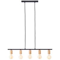 Brilliant 5-lichts hanglamp Kerry zwart met hout 99713/76