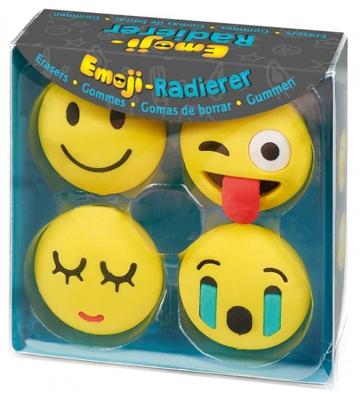 Moses gummen Emoticons 4 stuks 3 cm geel Moses gummen Emoticons 4 stuks 3 cm geel